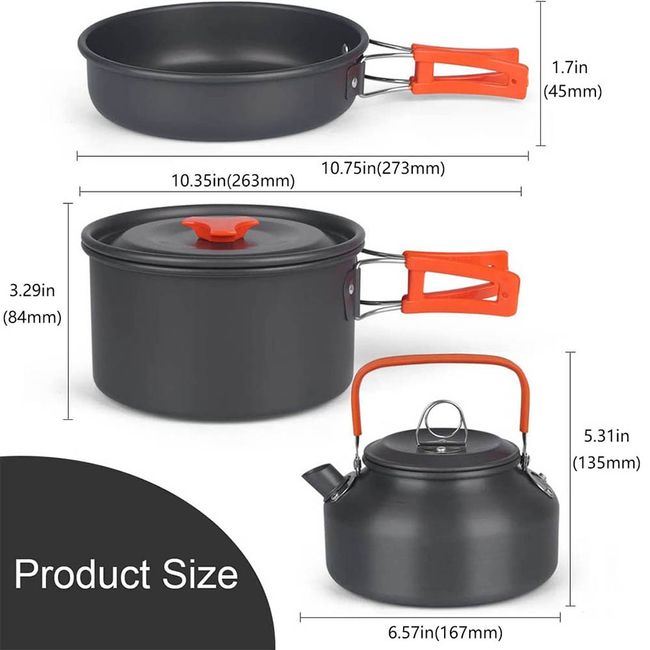 Camping Cookware Pots and Pans Set With Tea Kettle