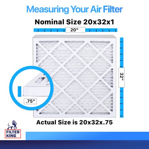 Filter King 20x32x1 Air Filter 4-PACK MERV 8 Actual Size 20 x 32 x .75"
