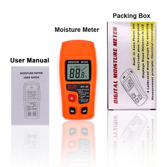 Digital Wood Moisture Meter Wood Humidity Tester Hygrometer Timber Damp Detector Large LCD Display (Grey)