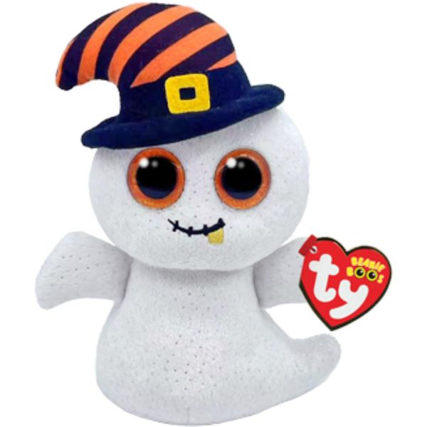 Ty Beanie Boo Nightcap - White Ghost with Witches Cap - 6"