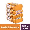 Santoor Soap with Sandal And Turmeric - Pack of 4 soaps (125g each)