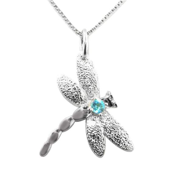 Solid Sterling Silver Ring, Unusual Design Dragonfly Pendant & 18" Sterling Silver Ring, Chain Necklace