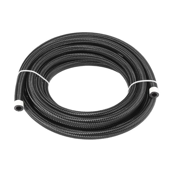 15ft 6AN Fuel Hose AN6 3/8 Universal Braided Nylon Stainless Steel CPE Oil Fuel Gas Line Hose Black