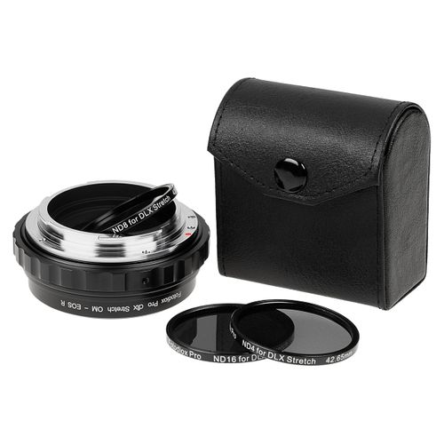 Fotodiox DLX Stretch Lens Adapter - Compatible with Olympus Zuiko (OM) 35mm Lens to EOS R/RF Mount Mirrorless Cameras with Macro Focusing Helicoid and Magnetic Drop-in Filters