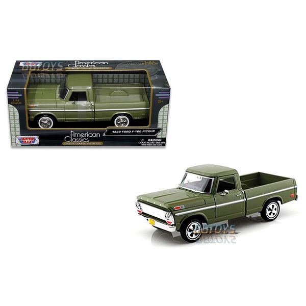 1969 Ford F-100 Pickup Truck Green 1/24 Diecast Model Car by Motormax  79315GRN