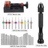 60Pcs Pin Bench Vise Mini Micro Hand Twist Drill Bits Set for Rotary Tools Kit