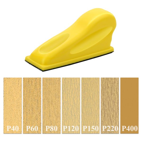 141Pcs Micro Detail Sander Kit, Anglecai 3.5” x 1” Mini Detail Sander for Small Projects, Finger Sander Detail Handel Sanding Tools with 7 Kinds of 140Pcs Sandpaper Grits: 40 60 80 120 150 220 400