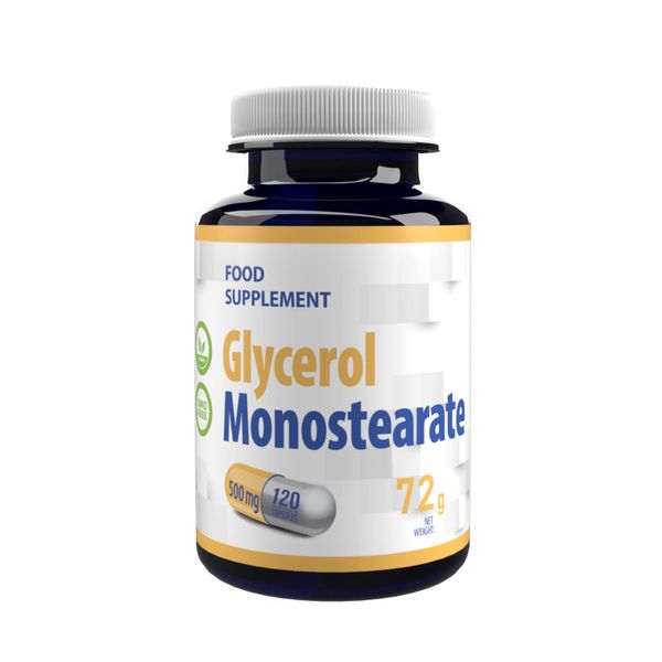 Glycerol Monostearate (GMS) 500mg 120 Vegan Capsules, 3rd Party Lab Tested, High Strength Supplement