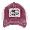 Patch Mesh Baseball Hat - Happy Camping (Burgundy)