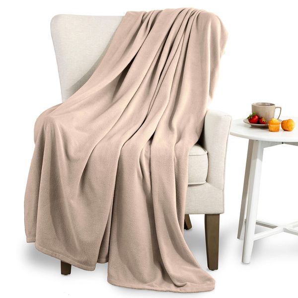 Martex Fleece Blanket King Size - Fleece Bed Blanket - All Season Warm Lightweight Super Soft Anti Static Throw Blanket - Beige Blanket - Hotel Quality- Blanket For Couch (108x90 Inches, Beige)