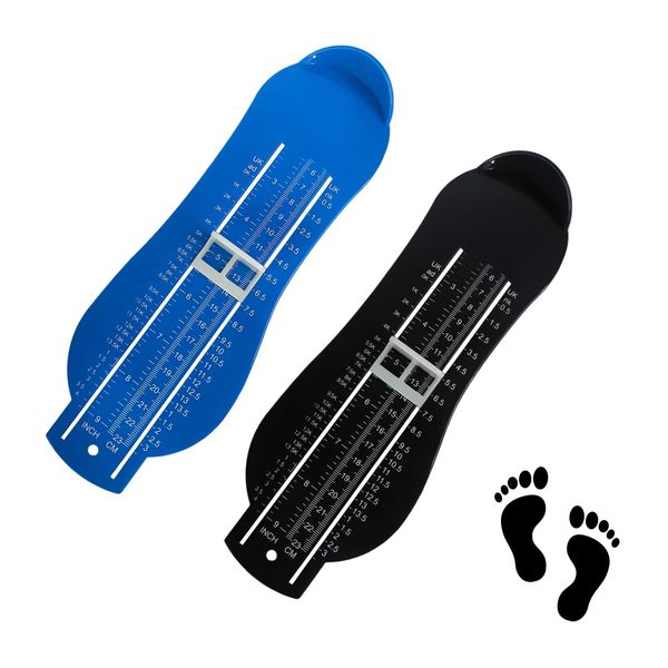 DHSBGWSX 2-Piece Children's Foot Gauge, Foot Gauge, Shoe Size Measuring Ruler, Tool for Measuring Foot Size, Foot Length Gauge (Blue, Black), blue, black, One Size