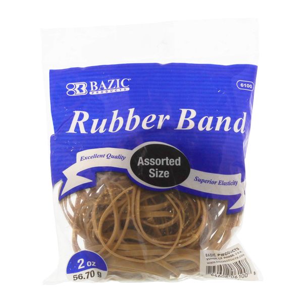 BAZIC Rubber Bands, Assorted Size 2 Oz./ 56.70 g, Made in USA Elastic Stretchable Bands for Bank Paper Bills Money Dollars File Folders, 1-Pack