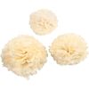 Tissue pompon, D: 20+24+30 cm, 16 cm, off-white, 3asstd