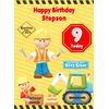 Kids 9th Birthday Builder Cartoon Card for Stepson