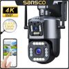 WiFi 8MP Wireless PTZ Camera Security CCTV Waterproof Two-Way Audio 2-Lens