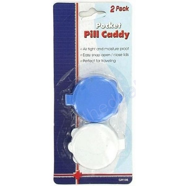 2 Pack, Pill Travel Caddy Airtight, Moisture Proof Case, Caddie, Container Box.