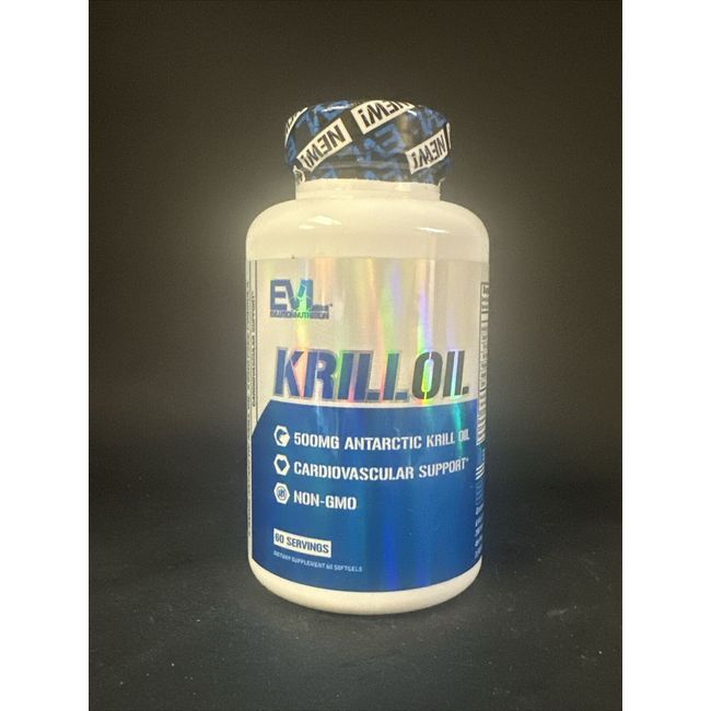 EVlution Nutrition- Krill Oil- 60 Softgels. 500mg. cardiovascular suppot. NO GMO