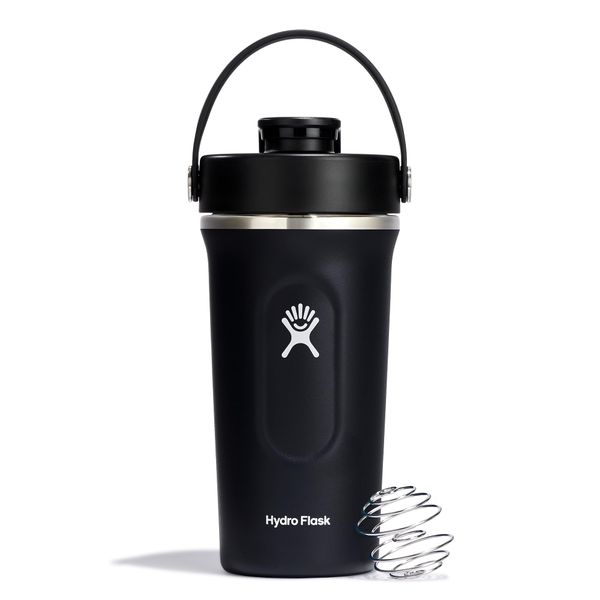 Hydro Flask - Insulated Shaker Bottle 709 ml (24 oz) for Protein Shakes and Supplements - Leakproof Chug Spout - BPA-Free - Black