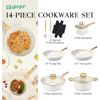 14-Piece Nonstick Cookware Set – White Granite Pots and Pans 