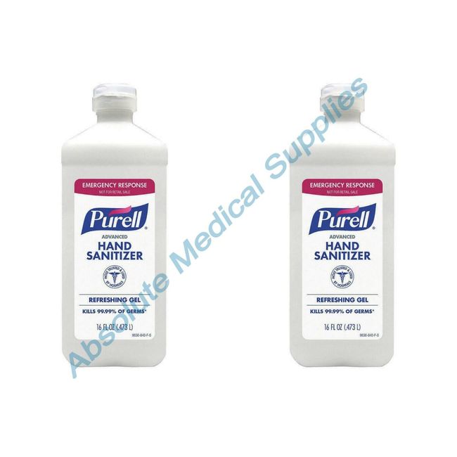 *2-Pack* Purell Advanced Hand Sanitizer 16oz Gel Flip Top Bottle 9636-12-S