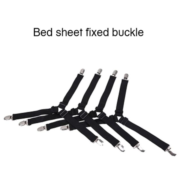 4pcs Bed Sheet Fasteners, Black Sheet Clips With Adjustable