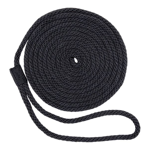 SGT KNOTS Solid Braid Polypropylene Dock Lines - All Purpose Marine Docking Ropes for Boat/Boats (1/2" x 15ft, 2 Pack - Black)