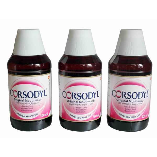 Corsodyl Original Mouthwash Bundle – 3x300ml – Daily Oral Care for Adults 08/18