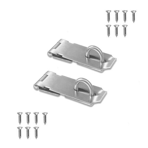 Door Locks Hasp Latch, 3 Inch Stainless Steel Safety Packlock Clasp Hasp Lock Latch, Extra Thick Door Gate Lock Hasp with Screws Brushed Finish 2 Pack