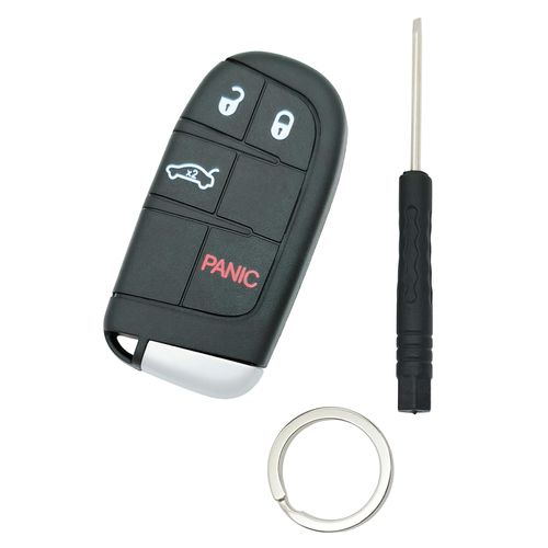 Key Fob Shell Smart Key Cover Case Fit for Dodge Charger Challenger Dart Journey Chrysler 300 Replacement Keyless Entry Remote Key Housing Casing M3N-40821302 (4 Buttons-B)