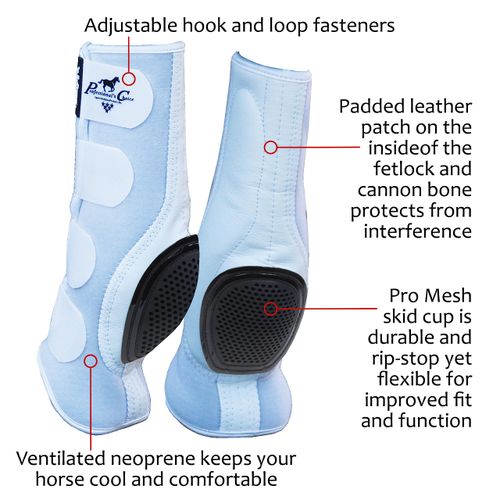 Professional's Choice Equine Ventech SlideTec Skid Rear Leg Boot | Prevents Burns During Sliding Stops | Pair | Standard 13.5" | White