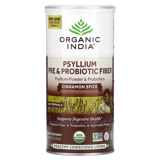 Psyllium Pre & Probiotic Fiber, Cinnamon Spice, 10 oz (283.5 g)