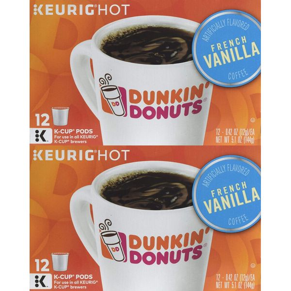Dunkin' Donuts French Vanilla Coffee Single Serve K-Cups, 24 Count