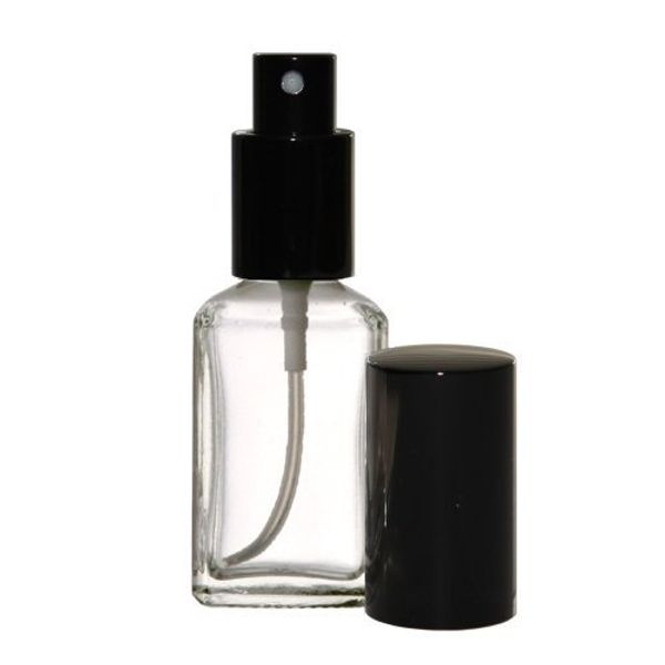 Riverrun Perfume Atomizer, Empty Refillable Square Glass Bottle, Black Sprayer 1 oz 30ml (1 Bottle)