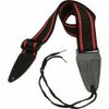 On Stage Guitar Strap with Leather Ends Black Red Stripes