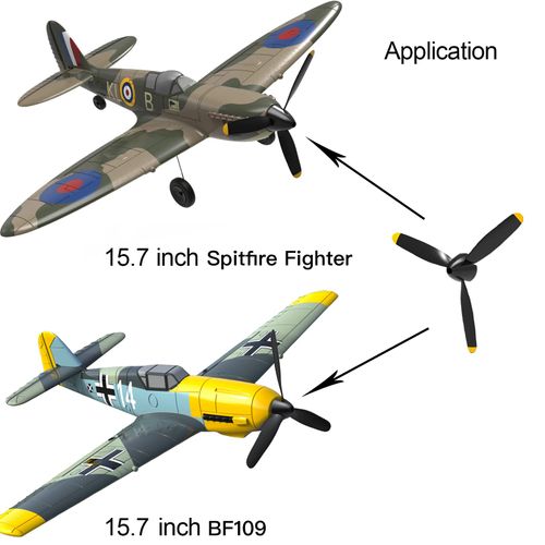 3 Sets Rc Plane 3-Blade Propeller with Propeller Savers and one Adapters for VOLANTEXRC 761-11 761-12 761-13 P40 BF109 Airplane