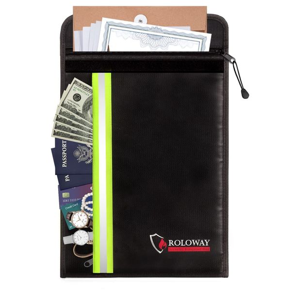 Fireproof Envelope For Cash Legal Documents Safe 15 X 11 Inch With 2 Pockets &