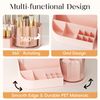 FullMeet Rotating Makeup Organizer w/Makeup Brush Holder - Light Pink