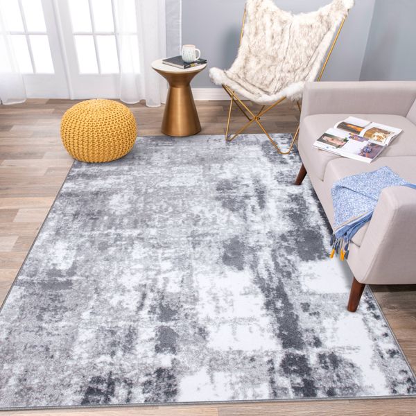 Rugshop Rugs Contemporary Abstract Distressed Back to School Dorm Rugs Gray 3X5