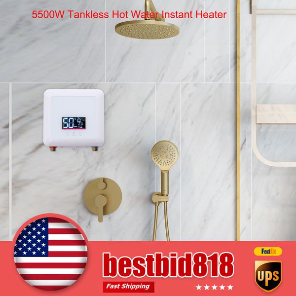 110V 5500W Tankless Hot Water Instant Heater Electric Shower Kitchen Boiler Bath