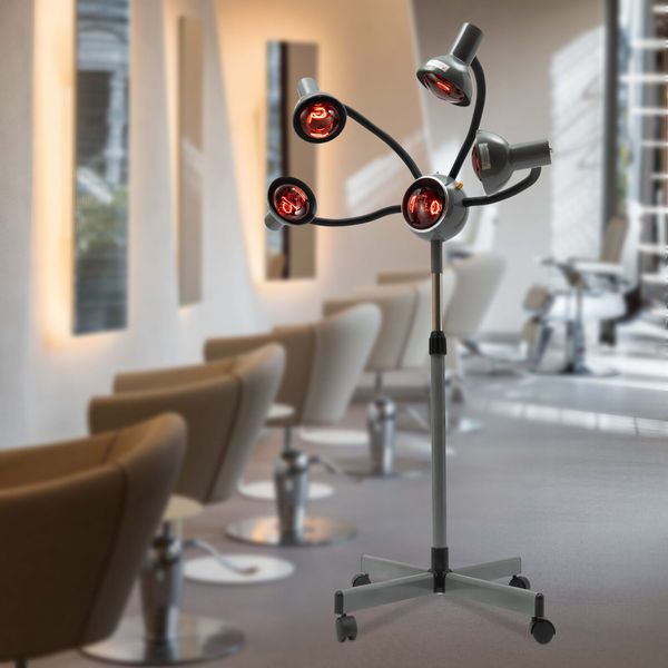 5 Heads Professional Infrared Hair Dryer Hair Color Processor Red Light US