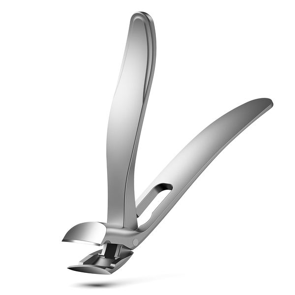 FERYES Angled Head Long Handled Toenail Clipper for Seniors - Large Wide Jaw Nail Clipper with Catcher for Thick Nails - Easier Trimming, Ergonomic Design
