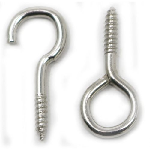 fiXte 20 x Screw in Hooks and Eyes Net Wire Curtain Screws 10 x Hooks and 10 x Eyes 25mm