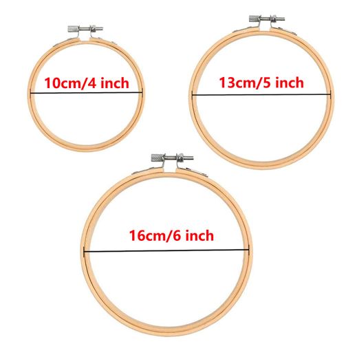 Cldamecy 3 Pieces Embroidery Hoops 4/5/6 inch,Round Bamboo Adjustable Frame Circle Ring Hoops for Embroidery,Cross Stitch,Ornament and Art Craft Sewing