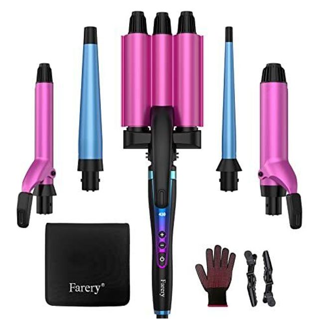 5 In 1 Wand Curling Iron Set 0.351.5 Inch With 3 Barrel Beach Waves Curling Ir