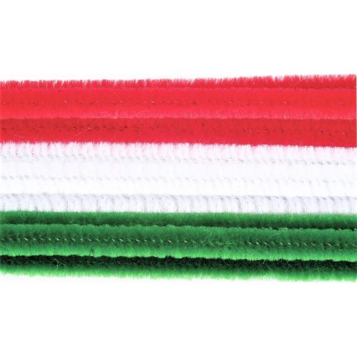 Christmas Holidays Colored Flexible Craft 100pc Chenille Stems - Red, Green, & White - 12" x 6mm - Pipe Cleaners DIY Christmas Craft Decoration
