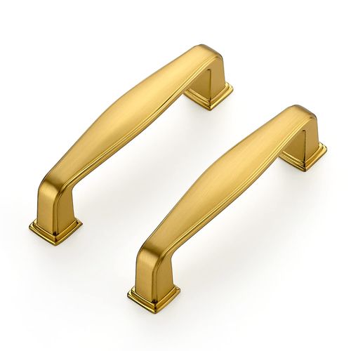 Ravinte 10 Pack Solid 3 Inch Cabinet Handles - Brushed Brass Pulls for Kitchen Drawers and Cabinets - Hardware for Cupboards