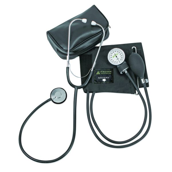 Veridian Healthcare Two-Party Home Blood Pressure Kit with Detached Nurse Stethoscope, Latex Free, Adult, (01-5521)