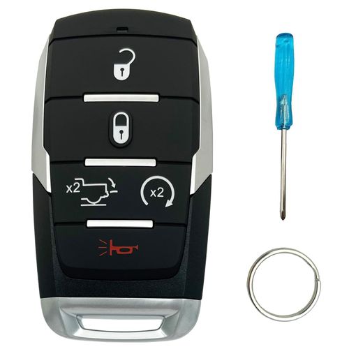 Smart Key Fob Cover Case Shell Fit for Dodge RAM 1500 Pickup 2019-2024 Keyless Entry Remote Casing OHT-4882056 (5 Buttons B)