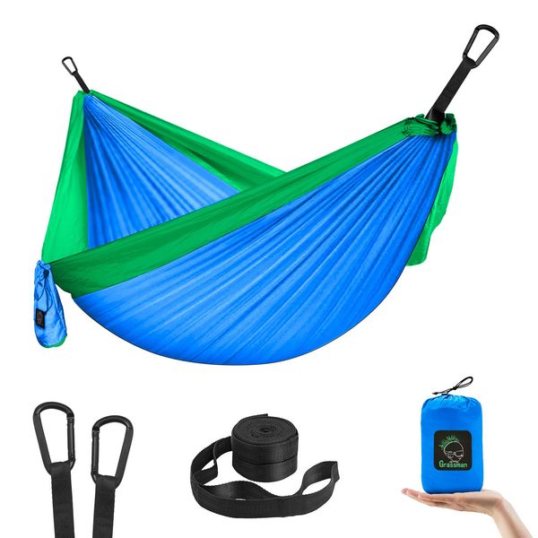 Grassman Kids Small Hammock for Camping Portable Hammock for Child Girls Boys Ultralight Backpack Mini Hammocks with Straps Blue