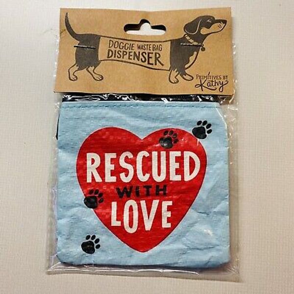 Primitives By Kathy Dog Pet Waste Bag Dispenser Pouch Rescued With Love Dog Gift